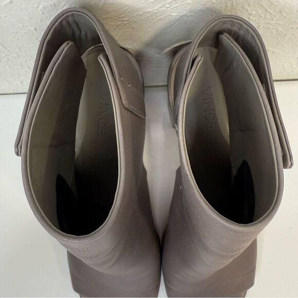 Vince Faye Gray Leather Open Toe Cutout Slingback Block Heel Booties 7.5 - Picture 3 of 9